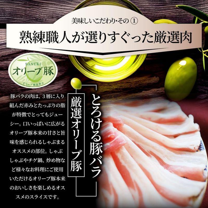 しゃぶまる オリーブ豚 バラスライス しゃぶしゃぶ用 1kg(500g×2)