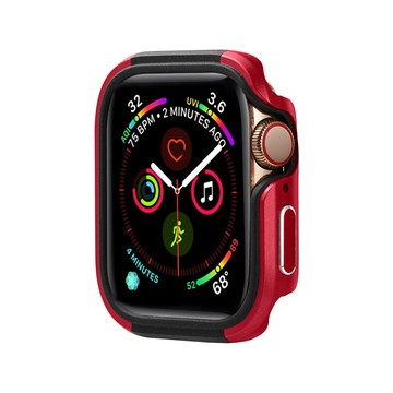 Apple 軍盾防撞 抗衝擊 Apple Watch Series SE/6/5/4 (44mm) 鋁合金雙料邊框保護殼(烈焰紅)