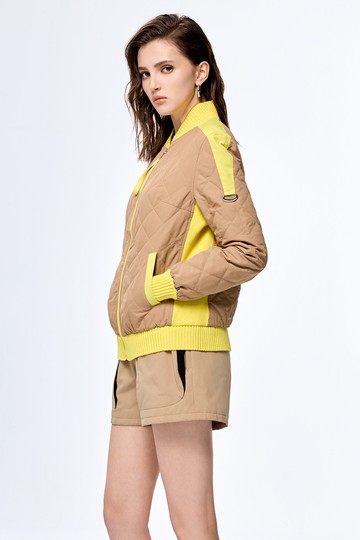 茶漬色絎縫保暖外套