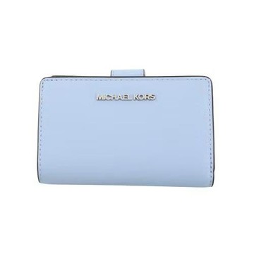 【Michael Kors】防刮皮革釦式素面中夾-寶寶藍