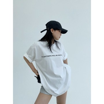 【RICECAKE & OISIS】美式簡約 字母印花 短袖t恤 高級感 百搭 oversize 上衣 女
