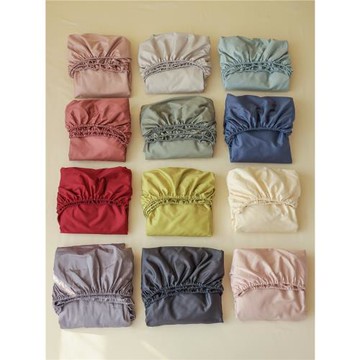 小井家 100全棉純棉長絨棉床笠單件簡約床笠罩貢緞純色床上用品