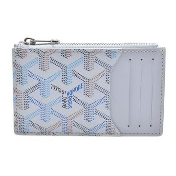 GOYARD 經典Bourbon zipped系列手工帆布拉鍊多夾層零錢包/卡夾(極地藍)