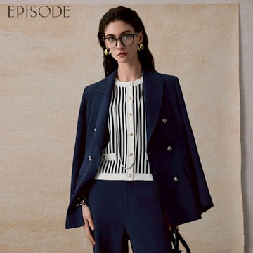 EPISODE - 幹練利落雙排釦醋酸西裝外套E52001（深藍）