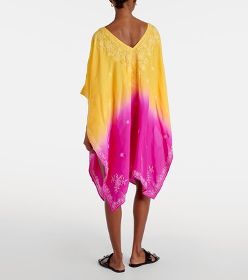 Juliet Dunn Embroidered ombré silk kaftan