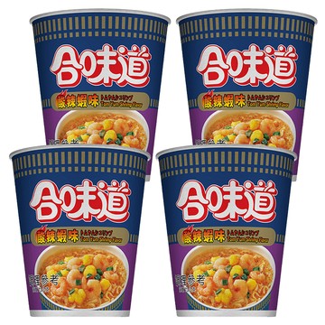 NISSIN 日清 CUP NOODLE 合味道 酸辣蝦海鮮味杯麵 73g  4入