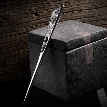 鍍S925銀簪子手工古典檀純銀發簪漢服復古配飾盤發釵唐草古典步搖