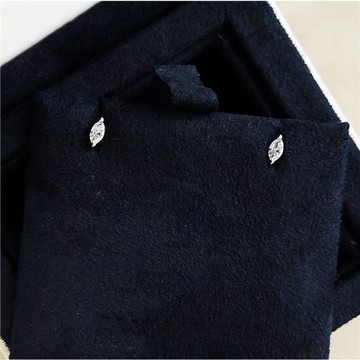 ROMANTIC925純銀鍍18K金橄欖形鋯石迷你耳釘馬眼耳骨釘女小眾疊戴