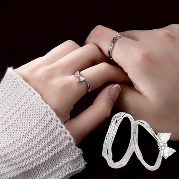 戒指 對戒 指環 蝴蝶結戒指 高碳鑽戒指 鑽戒 銀戒 情侶對戒 純銀對戒 禮物 送女友 送男友 情侶禮物 情人節 132