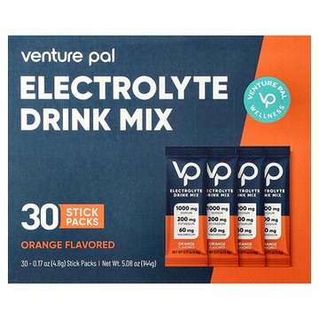 Venture Pal, 電解質混合飲品，橙味，30 條，每條 0.17 盎司（4.8 克）