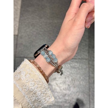 《台灣出貨》適用 APPLE WATCH 冰藍貓眼錶帶 手鏈錶帶 貓眼石錶帶 S11 S10 45 46mm 女士錶帶