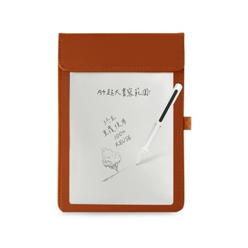GREEN BOARD A4磁性電紙板 MTA4進階收納組(電紙板+手寫筆+棕色皮革夾) 局部清除紙筆記板 超薄0.5mm重複寫字板