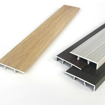 新款卡扣式F款鋁合金踢腳線加厚直邊地腳線仿木紋裝飾貼腳線[DD1206001]