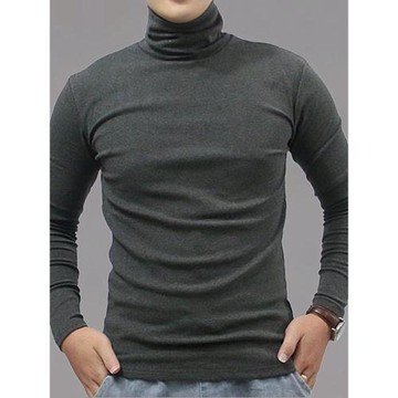 高領長袖全棉男士保暖彈力秋冬裝