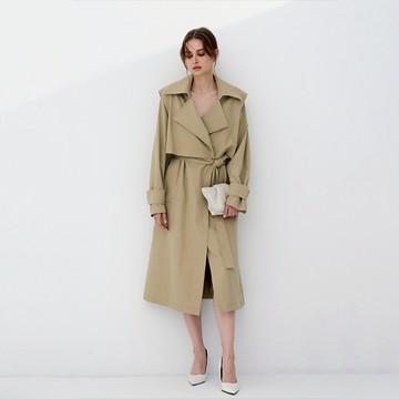INC/REPURPOSE 環保女裝精選長版風衣外套(淺米色) - S