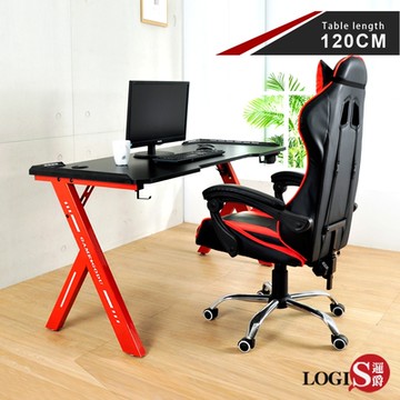 LOGIS邏爵家具 火焰特工碳纖電競桌 工作桌-120*61CM