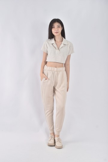 (XL) black mile高腰白色長褲