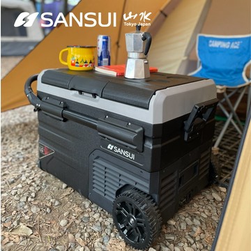 【免運】 SANSUI 山水 雙槽雙溫控行動冰箱 雙門蓋 LG壓縮機 車用冰箱 車載冰箱露營冰箱 🎉送多功能戶外推車