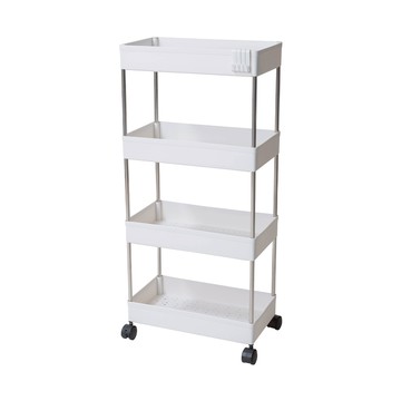 樂嫚妮 萬用四層置物車/收納推車-附輪/掛勾-(寬款)寬款