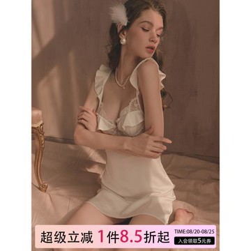 性感睡衣女夏天冰絲純欲蕾絲帶胸墊2025年新款純欲吊帶睡裙套裝薄