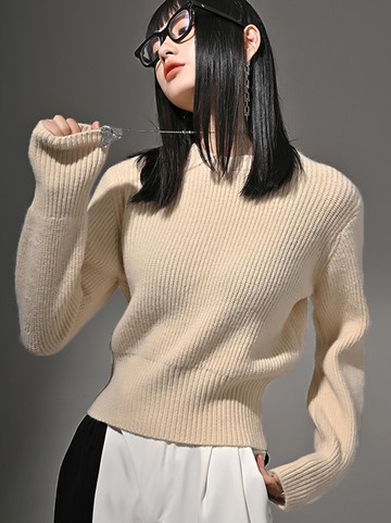 春秋季新款圓領慵懶簡約長袖打底針織衫設計感小眾毛衣上衣女