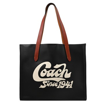 COACH CH766 RELAY 品牌LOGO荔枝皮革肩背托特包.黑