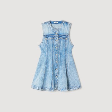 鑽飾造型丹寧短洋裝