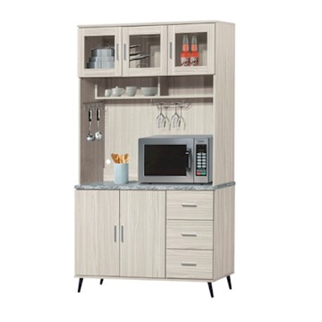 文創集 麥倫丁雙色4尺五門三抽高餐櫃/收納櫃組合-121x40x200cm免組