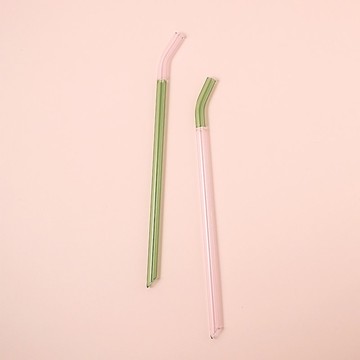 好玻 GOODGLAS | 雙色吸管單入組-粉&綠/彎口款