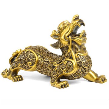 銅貔貅擺件一對店鋪辦公室桌工藝禮品客廳皮丘貔恘公母一對擺設