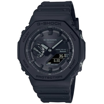 CASIO卡西歐 G-SHOCK 太陽能x藍牙連線 八角錶殼 雙顯腕錶-黑 GA-B2100-1A1