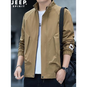 吉普JEEP夾克男外套春裝新品男士時尚立領茄克衫上衣商務休閑男裝