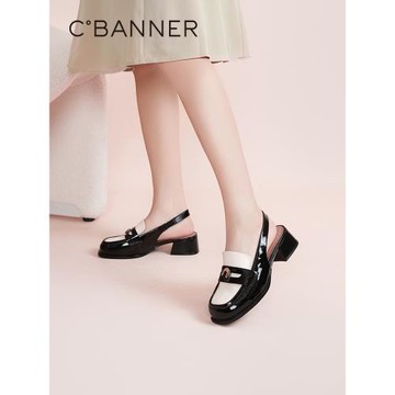 千百度夏季時裝半涼女鞋復古后空涼鞋時尚潮流包頭外穿真皮氣質