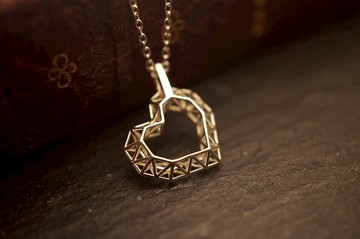 925 純銀 幾何通花心心吊咀連SN2/18吋銀鍊(P362)