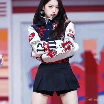 【限時特賣】棒球外套 女生外套 棒球服 飛行外套 夾剋外套 Ive女團打歌服kitsch美式棒球服刺繡短外套女爵士舞蹈演