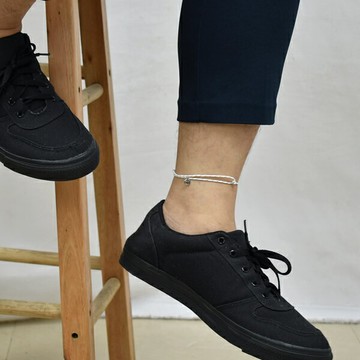 腳鍊 黑白細繩微笑垂墜圓牌【NAS30】