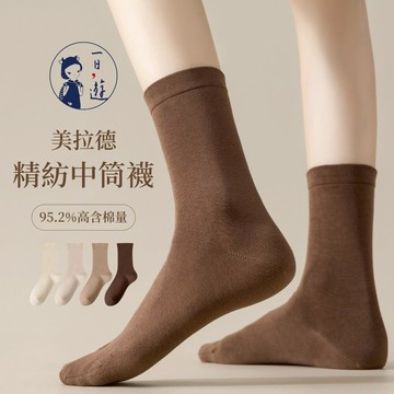 NicoFun 愛定做 精紡 美拉德 膝上襪 中筒襪  棕色 百搭 大腿襪 馬靴 長靴針 織襪(女襪22.5-25cm)