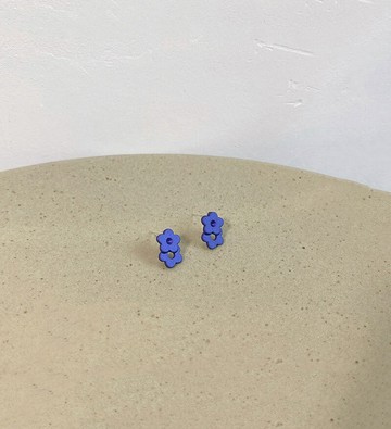 [生活妍選]復古克萊因藍小花朵耳環 花朵耳環 925純銀耳針 純銀耳針 耳釘 耳環