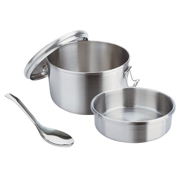 CLARE 晶鑽316雙層圓形便當盒 附湯匙 不鏽鋼 12cm 700ml  不鏽鋼 銀色  1組