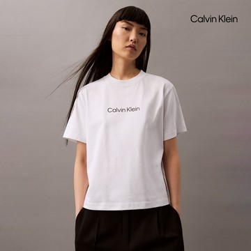 【Calvin Klein】 CK Calvin Klein Hero Modern 方形剪裁 T 恤_白色