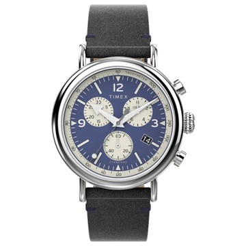 TIMEX 天美時 復刻系列  41 毫米環保皮革計時碼錶(海軍藍x黑TXTW2V71100)