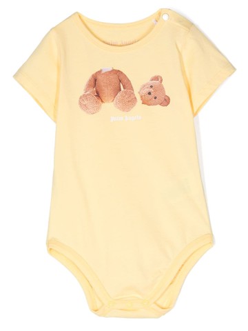 Palm Angels Kids - Bear-print cotton bodysuit - kids - Cotton - 6-9 - Yellow