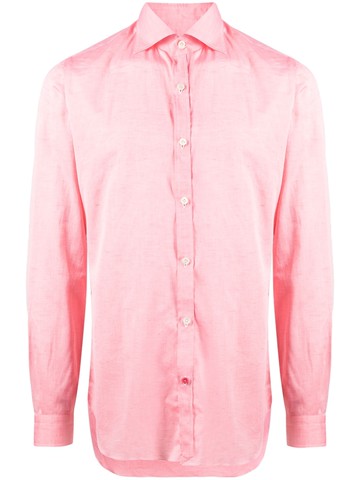 Isaia - cotton-lined spread-collar shirt - men - Cotton/Linen/Flax - 41 - Pink