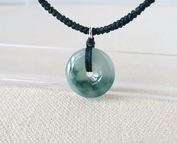 本命年【歲歲平安】飄花平安扣翡翠絲光編織項鍊*FA11*招財、開運