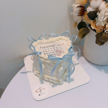 緞帶愛心燃燒蛋糕 客製化 生日蛋糕 燃燒蛋糕 節日 紀念日 慶生