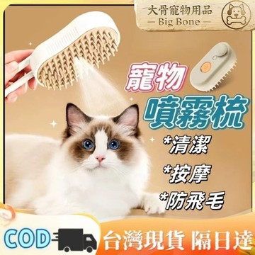 【台灣現貨/隔日達】寵物噴霧按摩梳 電動梳毛器 防飛毛梳 一鍵噴霧 按摩梳毛 寵物美容梳 充電式梳子 去浮毛 貓狗通用