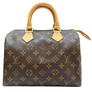 【二手名牌BRAND OFF】LOUIS VUITTON 路易威登棕色 原花 PVC塗層帆布 SPEEDY 25 手提包 M41109