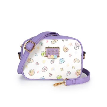 角落生物-小夥伴 兔子的神祕花園 雙拉鍊斜背方包-紫色