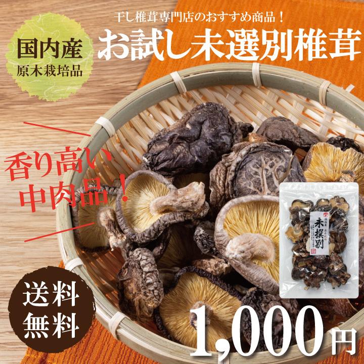 国内産未選別椎茸300ｇ　干し椎茸 国産 送料無料 業務用 無農薬 原木栽培