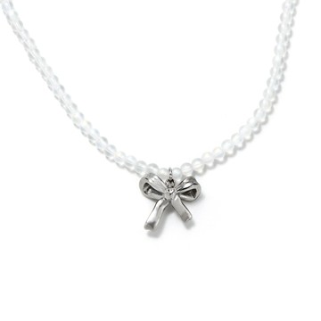 [韓國] [鋼飾] 糖霜蝴蝶結鎖骨鍊 / Frosted Bow Necklace